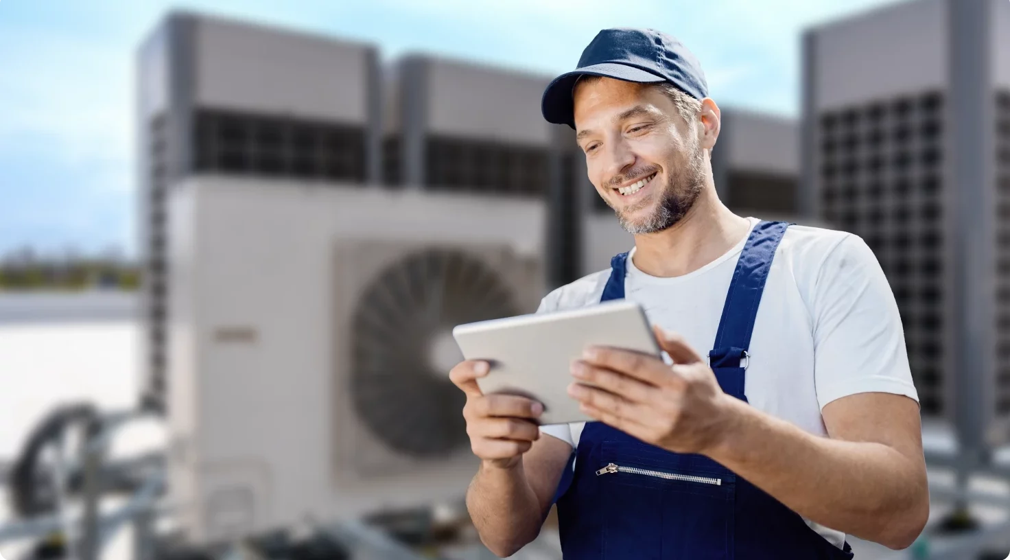 HVAC technician servicing unit